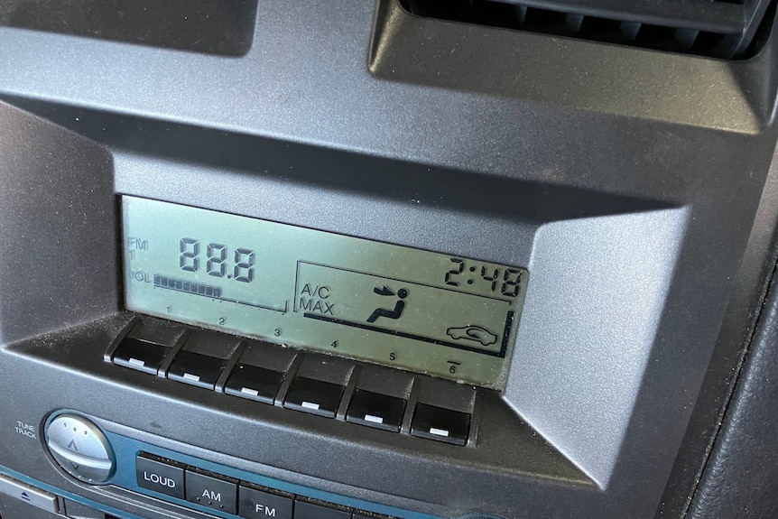 The air conditioning display on a Ford Falcon.