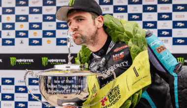 Michael Dunlop, 2025 Isle of Man TT, Supertwin podium. Credit: Isle of Man TT.