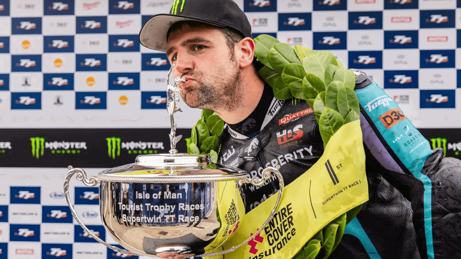 Michael Dunlop, 2025 Isle of Man TT, Supertwin podium. Credit: Isle of Man TT.