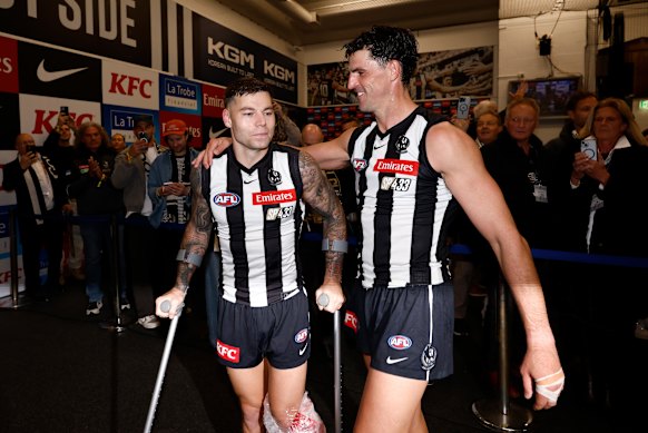 Elliott and Pendlebury in the rooms post-game.