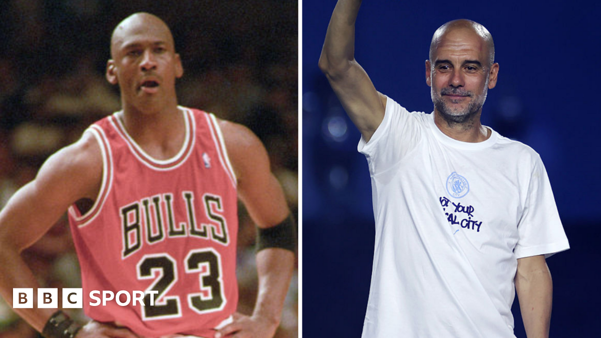 A split picture of Michael Jordan and Pep Guardiola