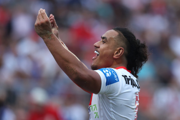 Christian Tuipulotu’s try celebrations earned him a reprimand from Shane Flanagan last season.