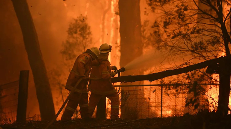 RFS volunteers and NSW Fire and Rescue officers