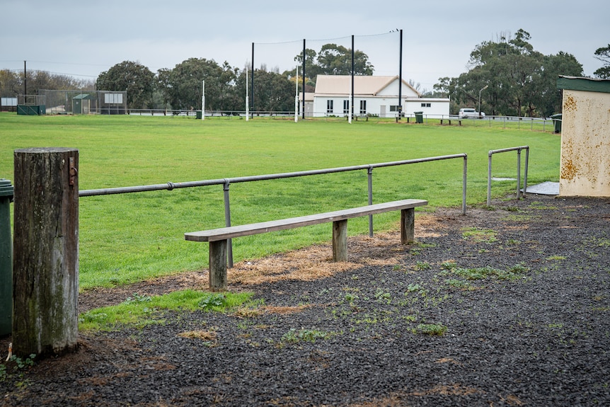 An empty football field