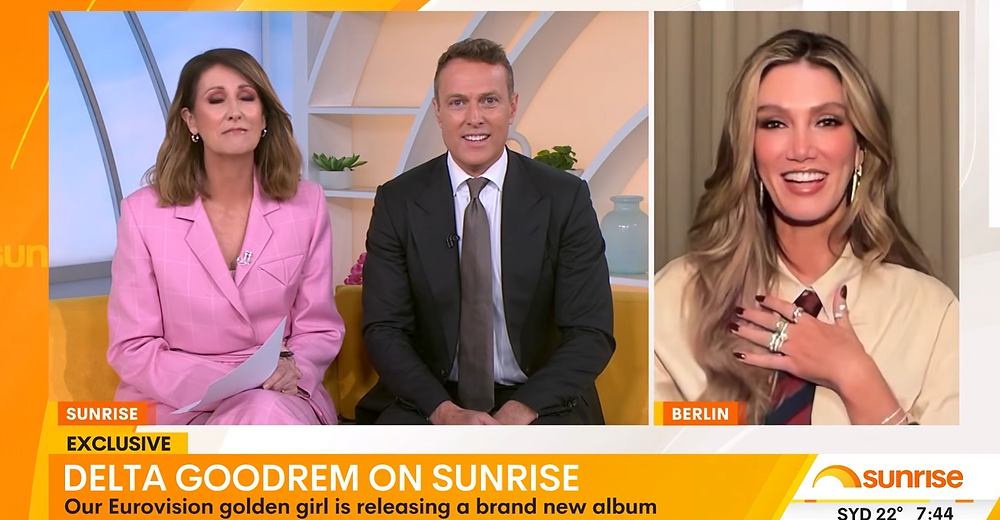 Delta Goodrem opens up on Eurovision result during Sunrise appearance