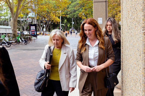 Gemma O’Neill manager and business partner of radio host Jackie “O” Henderson leaves the Federal Court in Sydney on April 24, 2026.