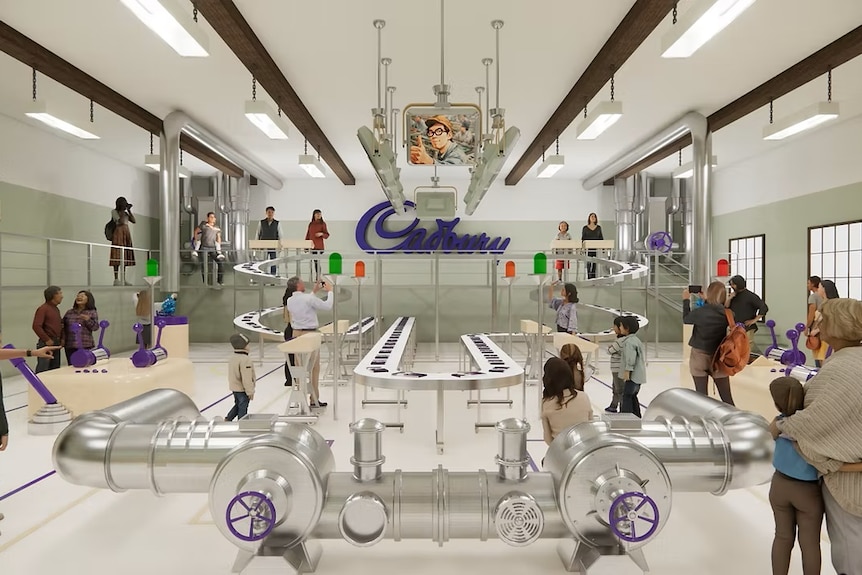 Concept showing people in chocolate production area.