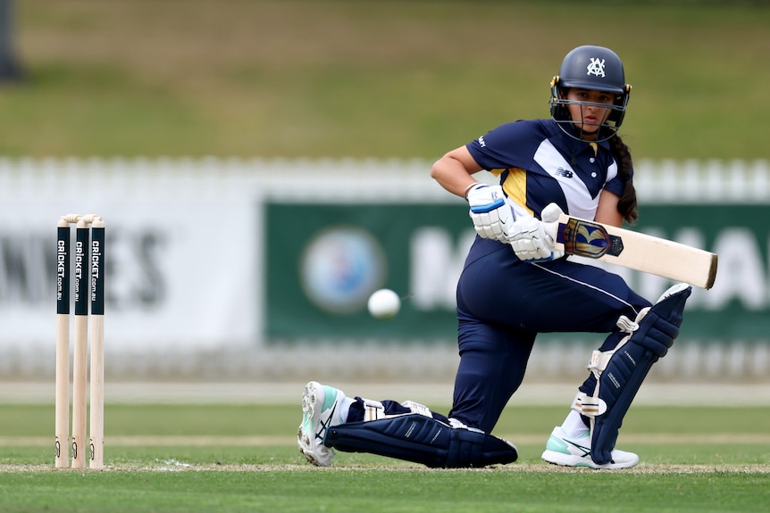 Hasrat Gill in action during a state cricket match.
