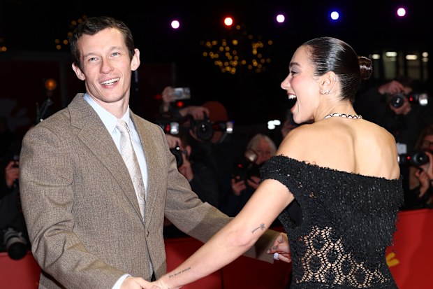 Callum Turner and Dua Lipa at the Rosebush Pruning premiere during the 76th Berlinale International Film Festival Berlin at Berlinale Palast on February 14, 2026 in Berlin, Germany.