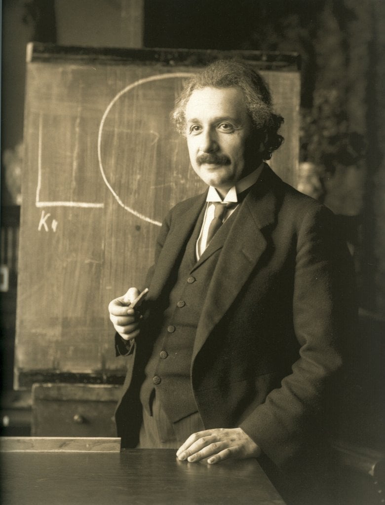 Albert Einstein lecturing in Vienna