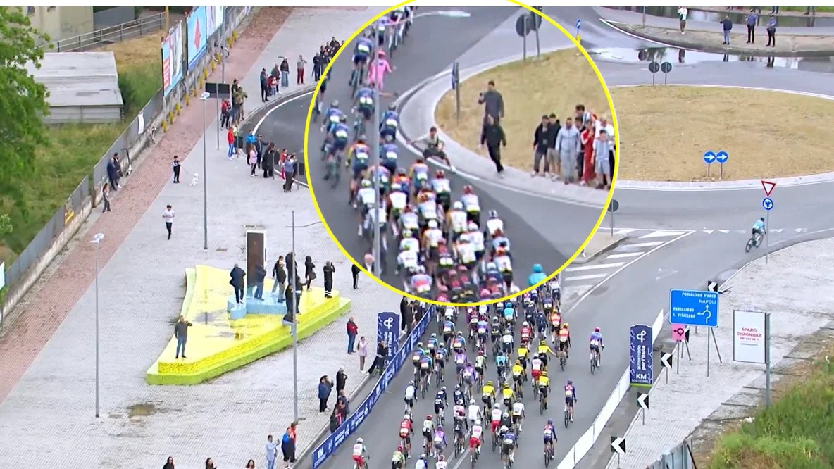The moment fans tried to hit out at the riders