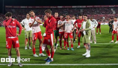 Girona players after getting relegated from La Liga