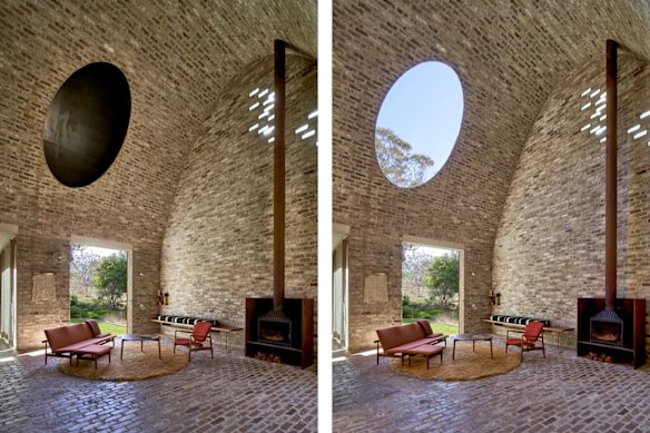 Light pours into the home through the oculus.