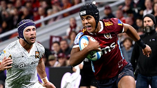 Treyvon Pritchard scores his first Syoer Rugby try for Queensland.
