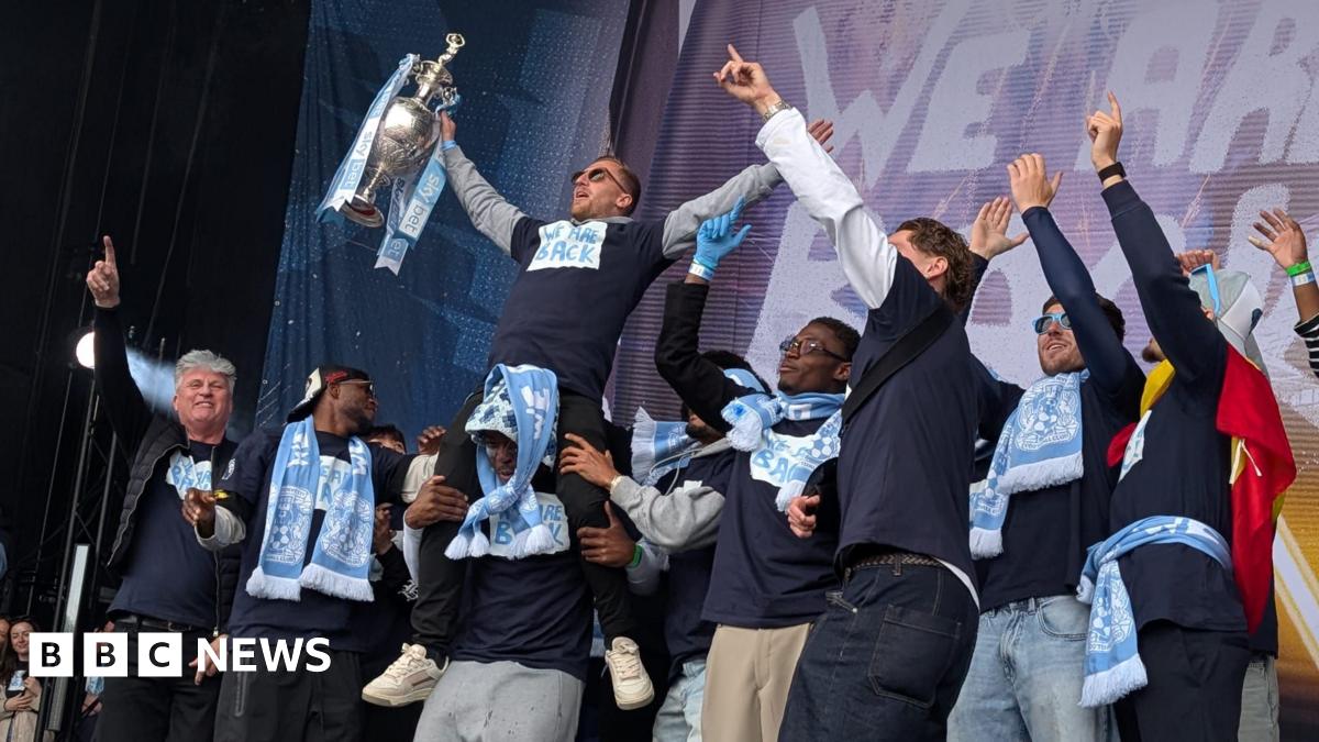 Thousands of Sky Blues fans celebrate Coventry City's promotion