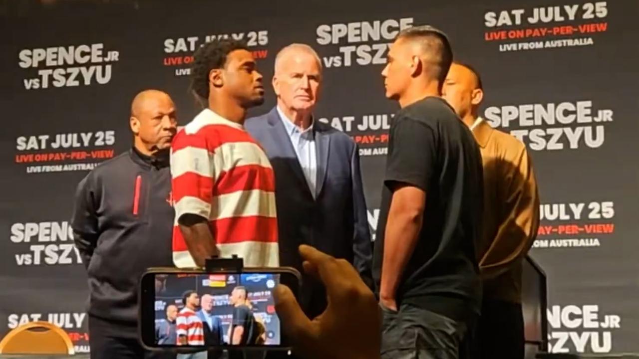 Tim Tszyu calls Errol Spence Jnr a “disrespectful f***” during Las Vegas press conference to announce their July 26 fight