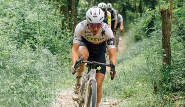 Ginia Caluori riding toward victory at The Traka 100 in 2026
