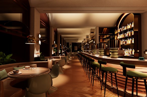 Render of a new bar planned for the former Bank of China head office in Sydney’s Wynyard.