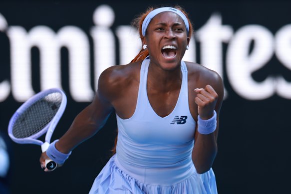 A pumped-up Coco Gauff in action during January’s Australian Open.