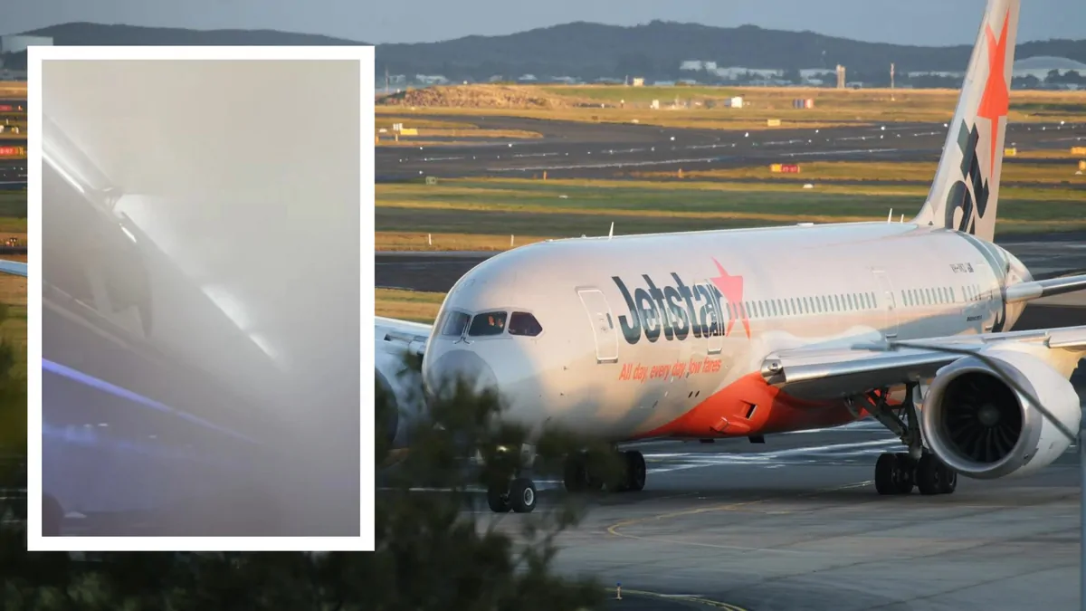 Passengers onboard Jetstar flight from Bali travel through eerie scenes as plane fills up with blanket of mist