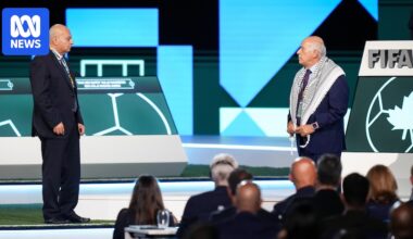 Tense moment at FIFA Congress as Gianni Infantino tries to get Israeli and Palestinian delegates to shake hands