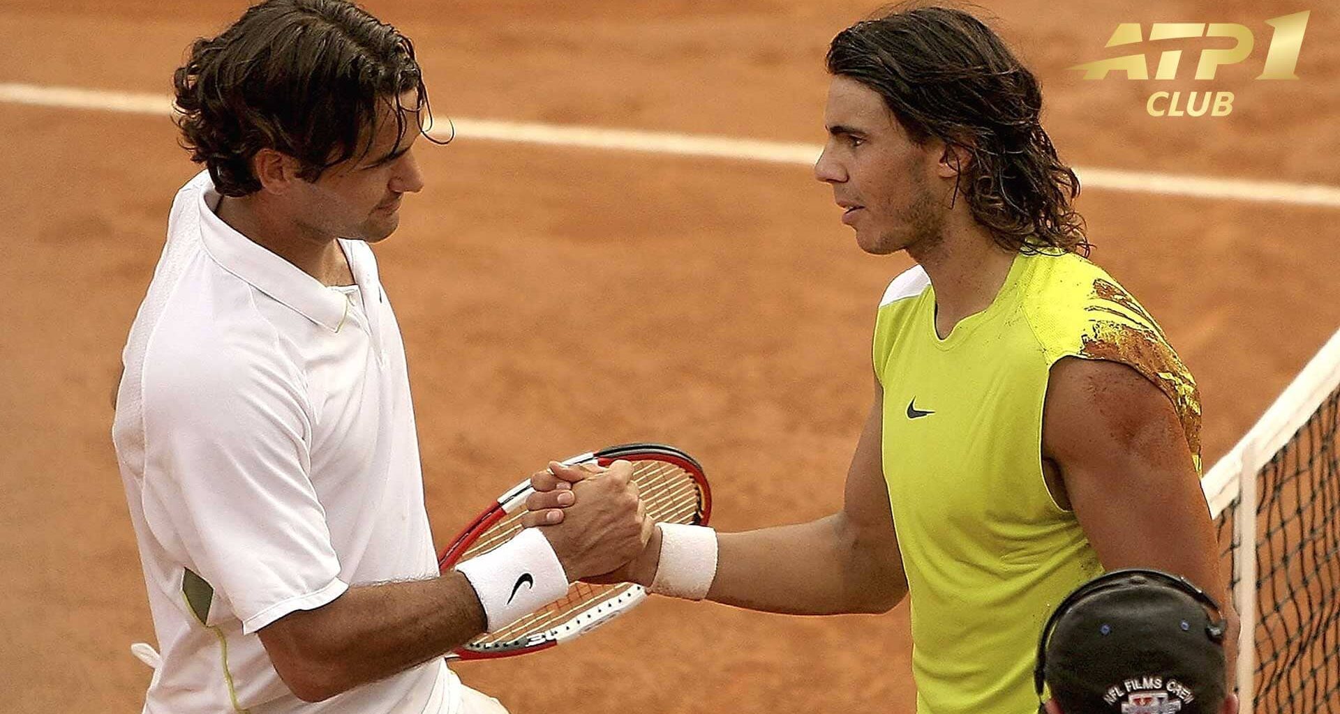 Roger Federer and Rafael Nadal following their five-hour epic in Rome in 2006.