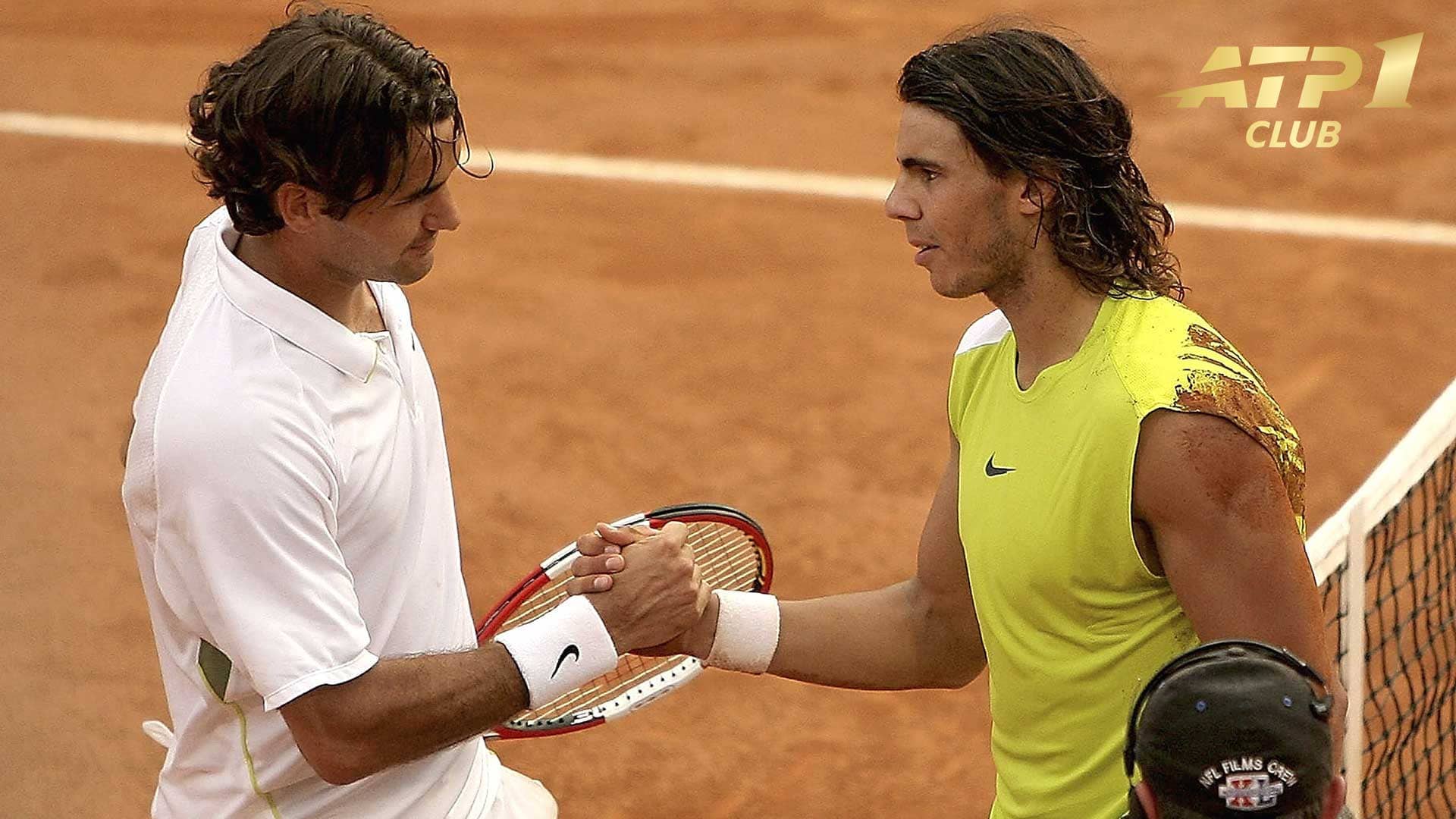 Roger Federer and Rafael Nadal following their five-hour epic in Rome in 2006.