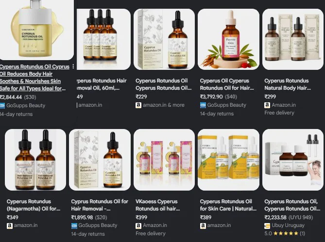 Cyperus Rotundus oil selling online. Cyperus Rotundus oil selling online.