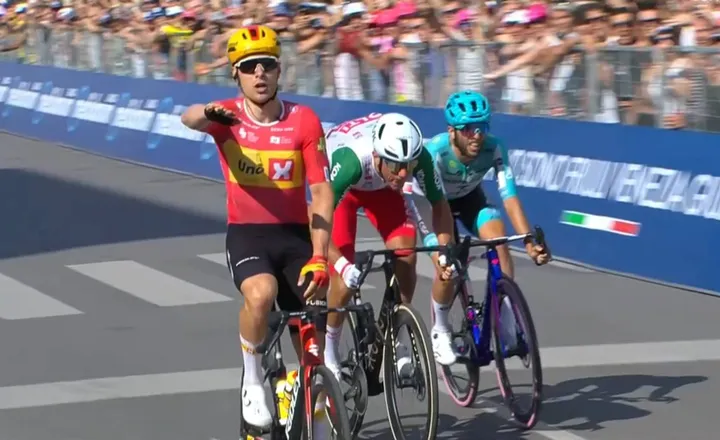 Fredrik Dversnes won the three-man sprint in Milan and gave Uno-X Mobility their first victory in the Giro d'Italia 2026