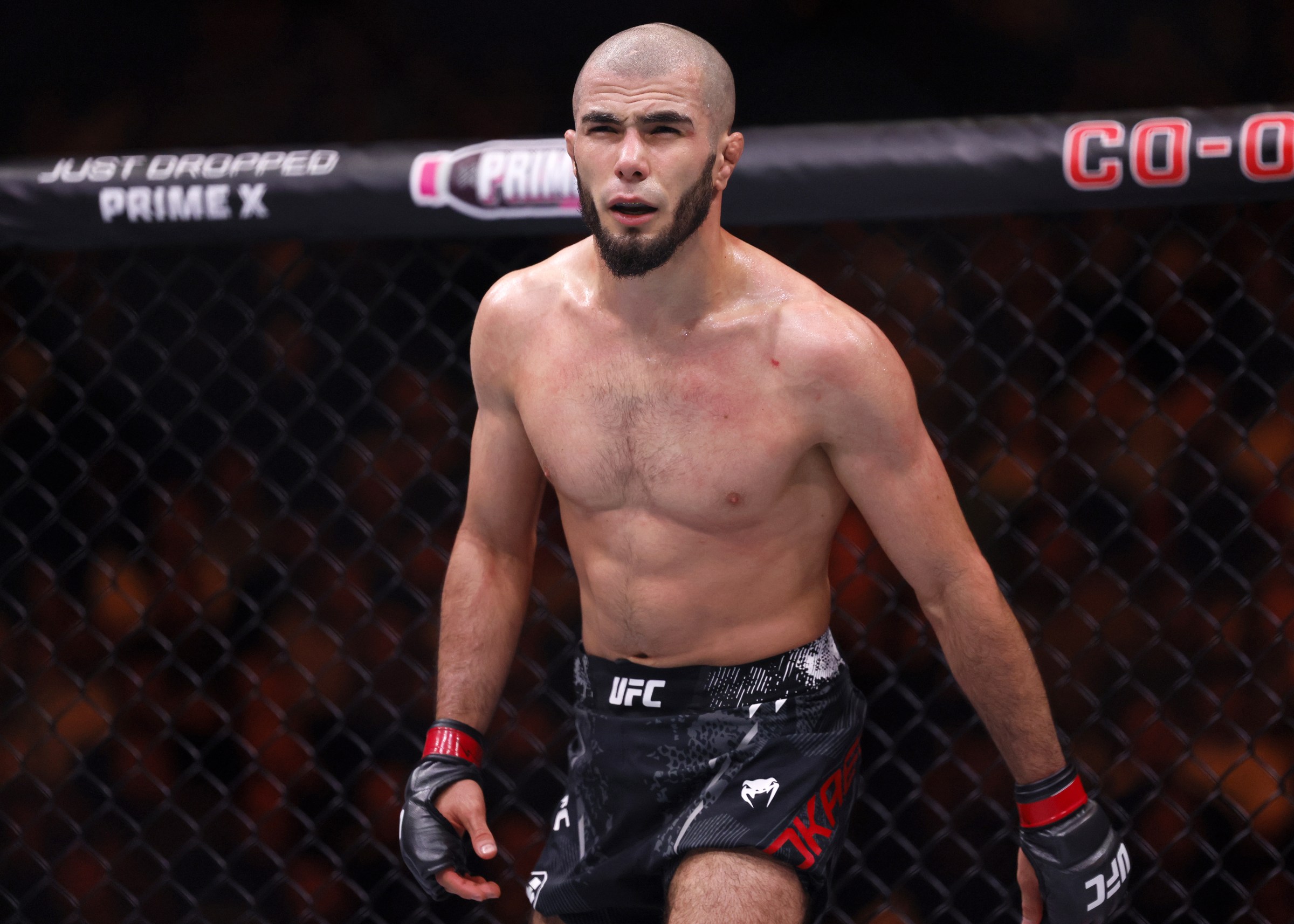 Muhammad Mokaev during Flyweight fight at Co-op Live Arena, Manchester. Picture date: Saturday July 27, 2024. (Photo by Richard Sellers/PA Images via Getty Images)