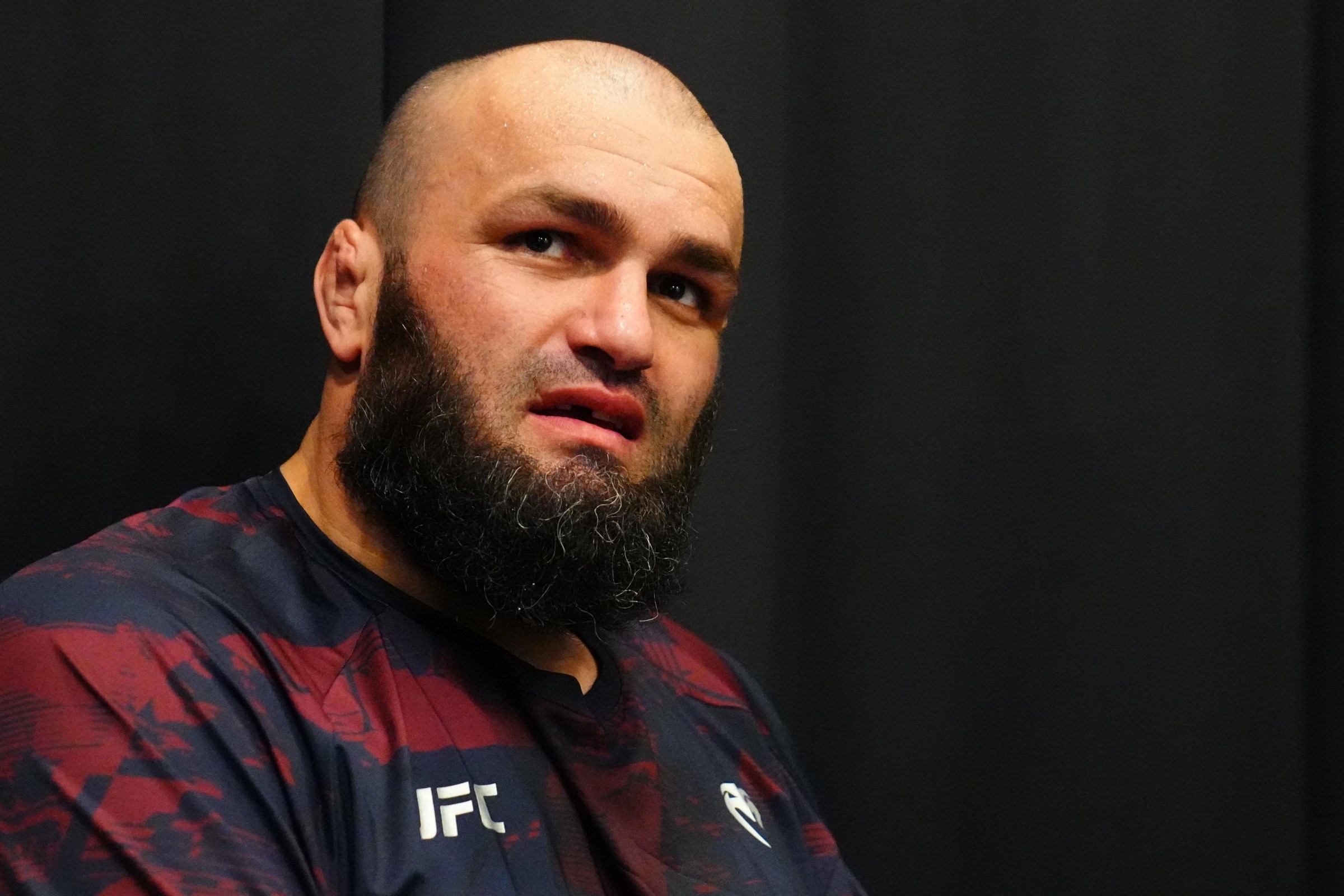 PERTH, AUSTRALIA - MAY 02: Shamil Gaziev of Russia warms up prior to his fight during the UFC Fight Night event at RAC Arena on May 02, 2026 in Perth, Australia. (Photo by Mike Roach/Zuffa LLC)