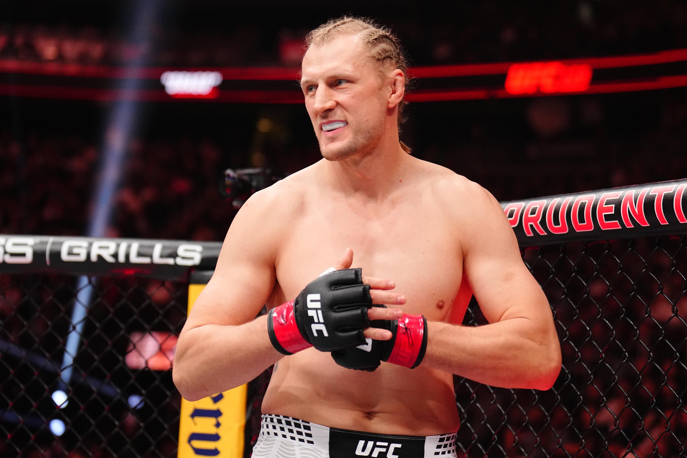 NEWARK, NEW JERSEY - MAY 09: Alexander Volkov of Russia prepares to face Waldo Cortes Acosta of the Dominican Republic in a heavyweight fight during the UFC 328 event at Prudential Center on May 09, 2026 in Newark, New Jersey. (Photo by Chris Unger/Zuffa LLC)