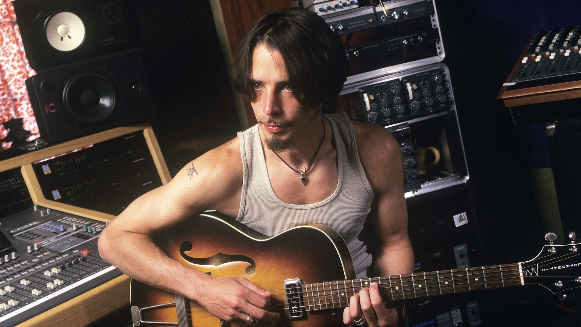 Chris Cornell photographed in a studio control room in Los Angeles, California on June 22, 1999.