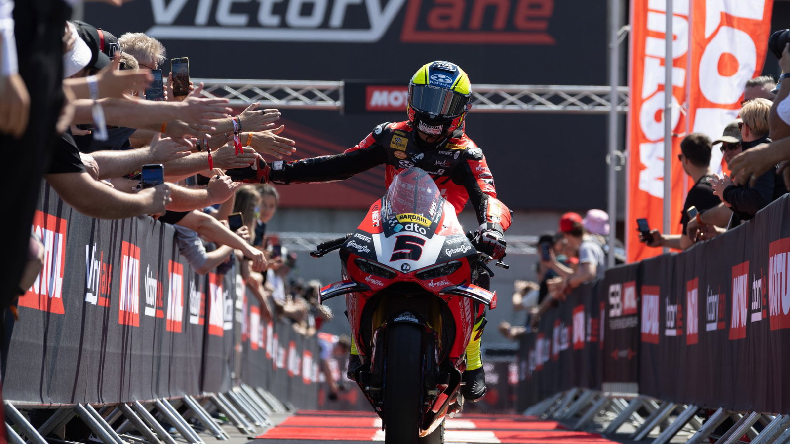 Yari Montella, 2026 Hungarian WorldSBK, Superpole 'victory lane'. Credit: Gold and Goose.