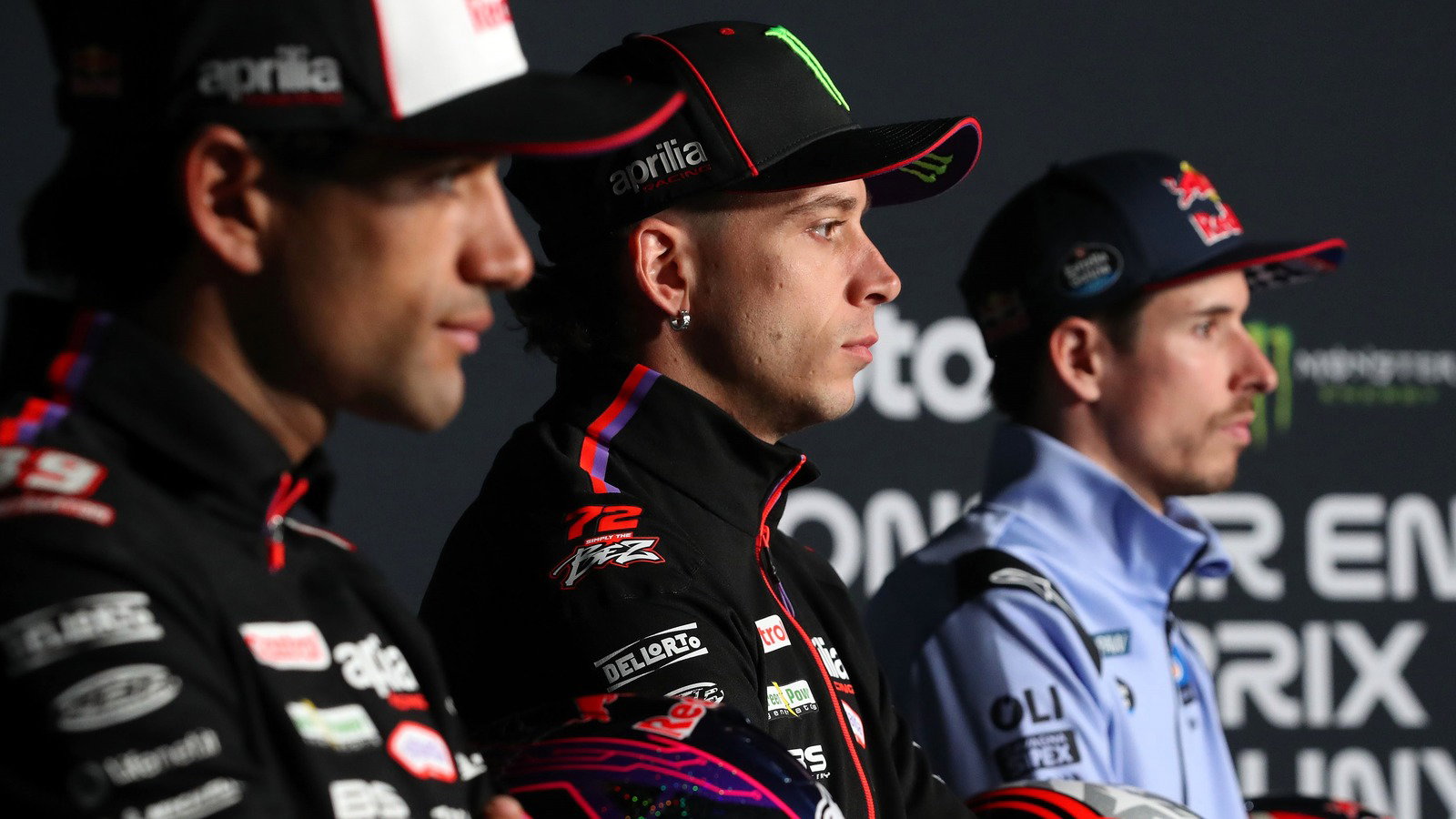 Jorge Martin, Marco Bezzecchi, Alex Marquez, 2026 Catalan MotoGP.