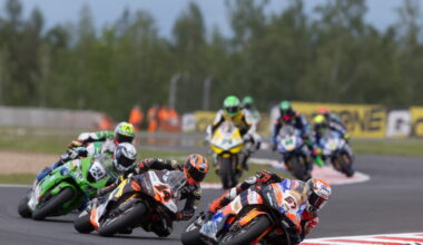Alberto Surra leads Sam Lowes, 2026 Czech WorldSBK. Credit: Gold and Goose.