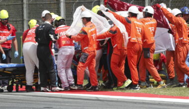 Aftermath of Alex Marquez crash at the 2026 Catalan Grand Prix