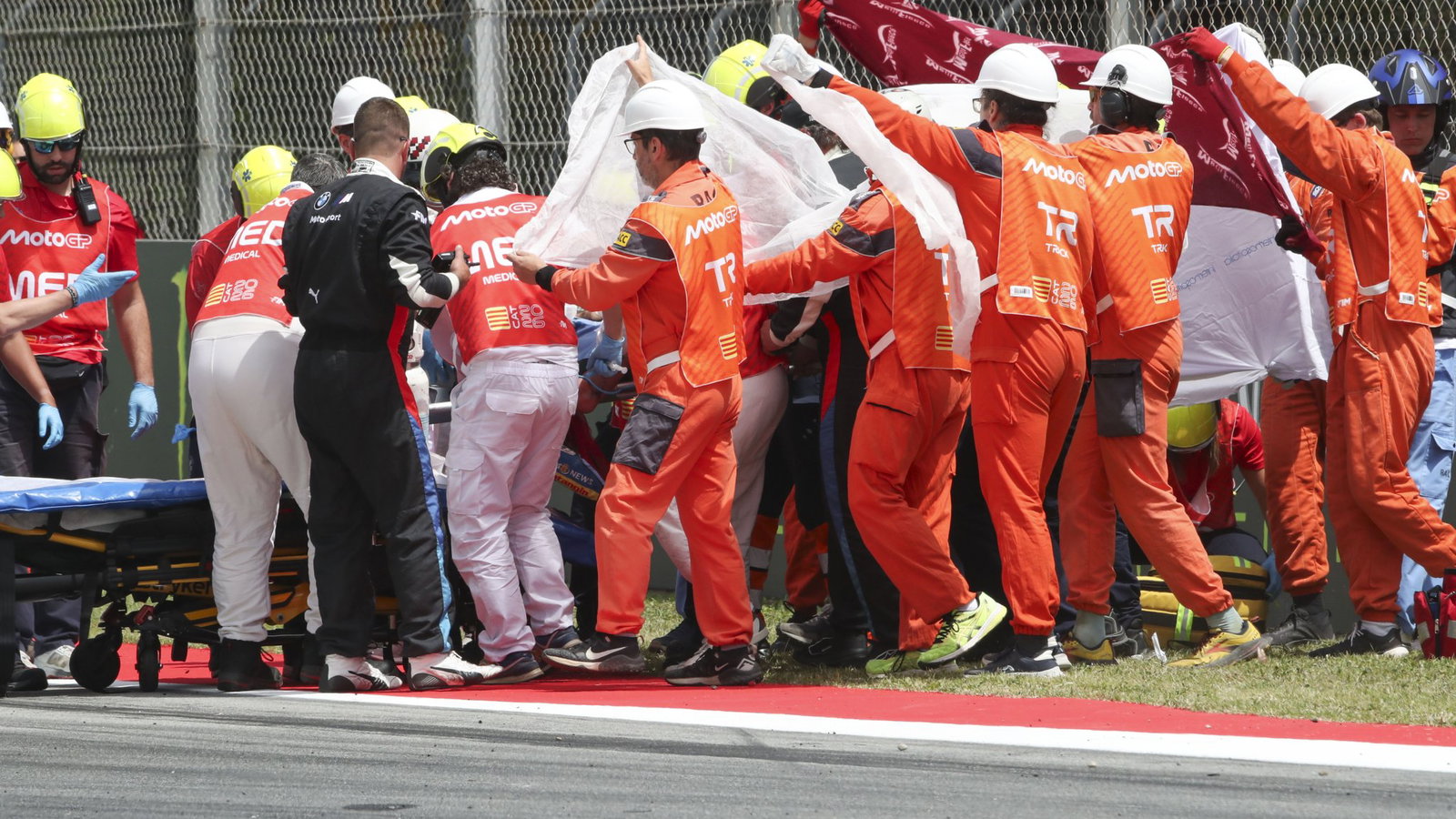 Aftermath of Alex Marquez crash at the 2026 Catalan Grand Prix