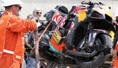Pedro Acosta's crashed KTM, 2026 Catalan MotoGP.