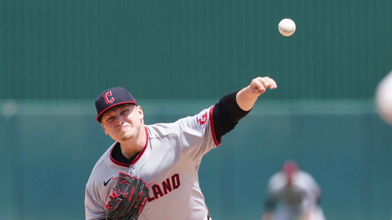 Cleveland Guardians pitcher Parker Messick throws in the first inning during a baseball game against the Athletics, Sunday, May 3, 2026, in West Sacramento, Calif. (AP Photo/Alan Greth)