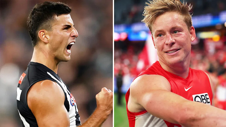 Richmond Tigers great Jack Riewoldt has claimed Isaac Heeney (pictured right) doesn't get the praise he deserves because he doesn't play for a Melbourne-based side as he prepares for a showdown with Nick Daicos (pictured left). (Images: Getty Images)
