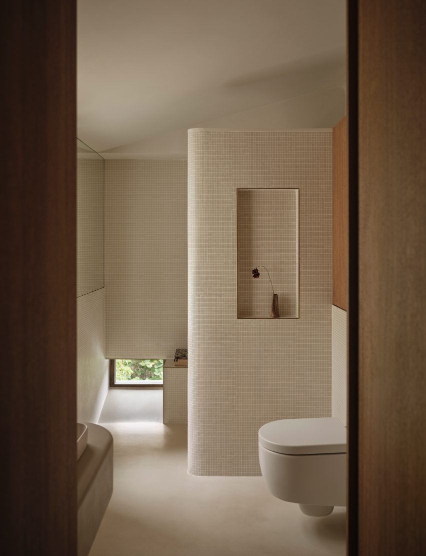 White-tiled bathroom