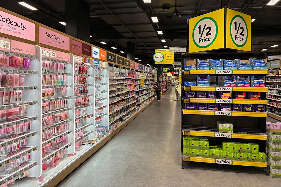 A beauty aisle at Woolworths