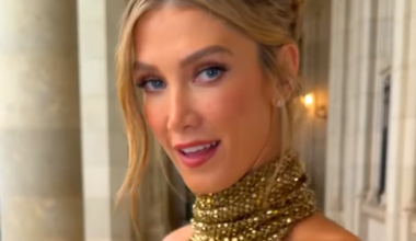 Eurovision 2026: Delta Goodrem glimmers in gold mesh dress at Opening Ceremony with iconic Aussie touch
