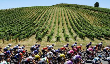 CAMPBELLTOWN, AUSTRALIA - JANUARY 19: A general view of the peloton competing during the 10th Santos Women's Tour Down Under 2026, Stage 3 a 126.5km stage from Norwood to Campbelltown / #UCIWWT / on January 19, 2026 in Campbelltown, Australia. (Photo by Con Chronis/Getty Images)