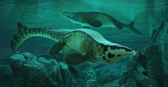 Life reconstruction of Tylosaurus rex in the Cretaceous-era Western Interior Seaway of North America. Image credit: Alderon Games / Path of Titans.