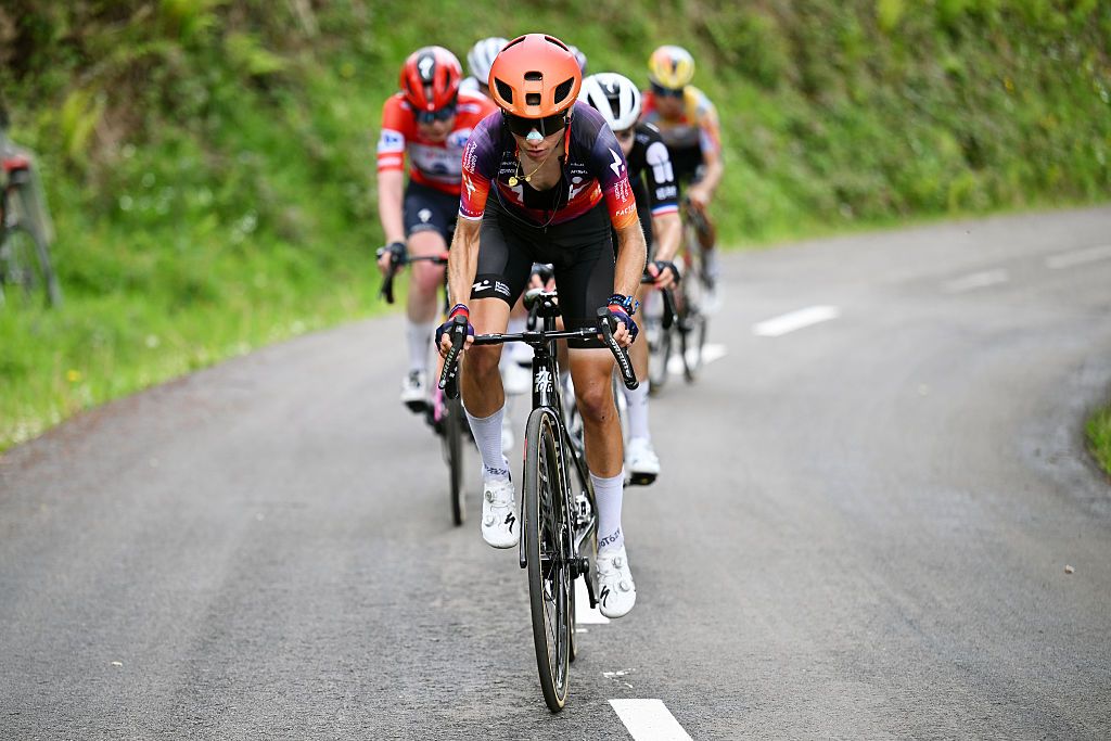 Petra Stiasny (Human Powered Health) leads on her way to winning stage 7 of the 2026 La Vuelta Femenina. (Photo by Szymon Gruchalski/Getty Images)