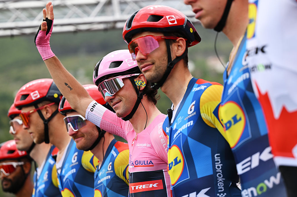 Giulio Ciccone of Italy and Team Lidl - Trek - Pink Leader Jersey at the Giro d'Italia