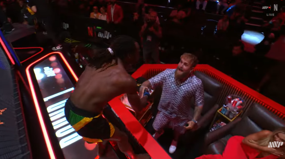 Jason Jackson celebrating win with Jake Paul
