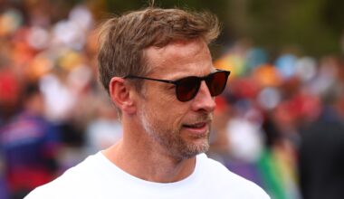 Jenson Button, Team Ambassador of Aston Martin F1 Team arrives in the Paddock prior to practice ahead of the F1 Grand Prix of Australia at Albert Park Grand Prix Circuit on March 06, 2026 in Melbourne, Australia. (Photo by Joe Portlock/Getty Images for Aston Martin)